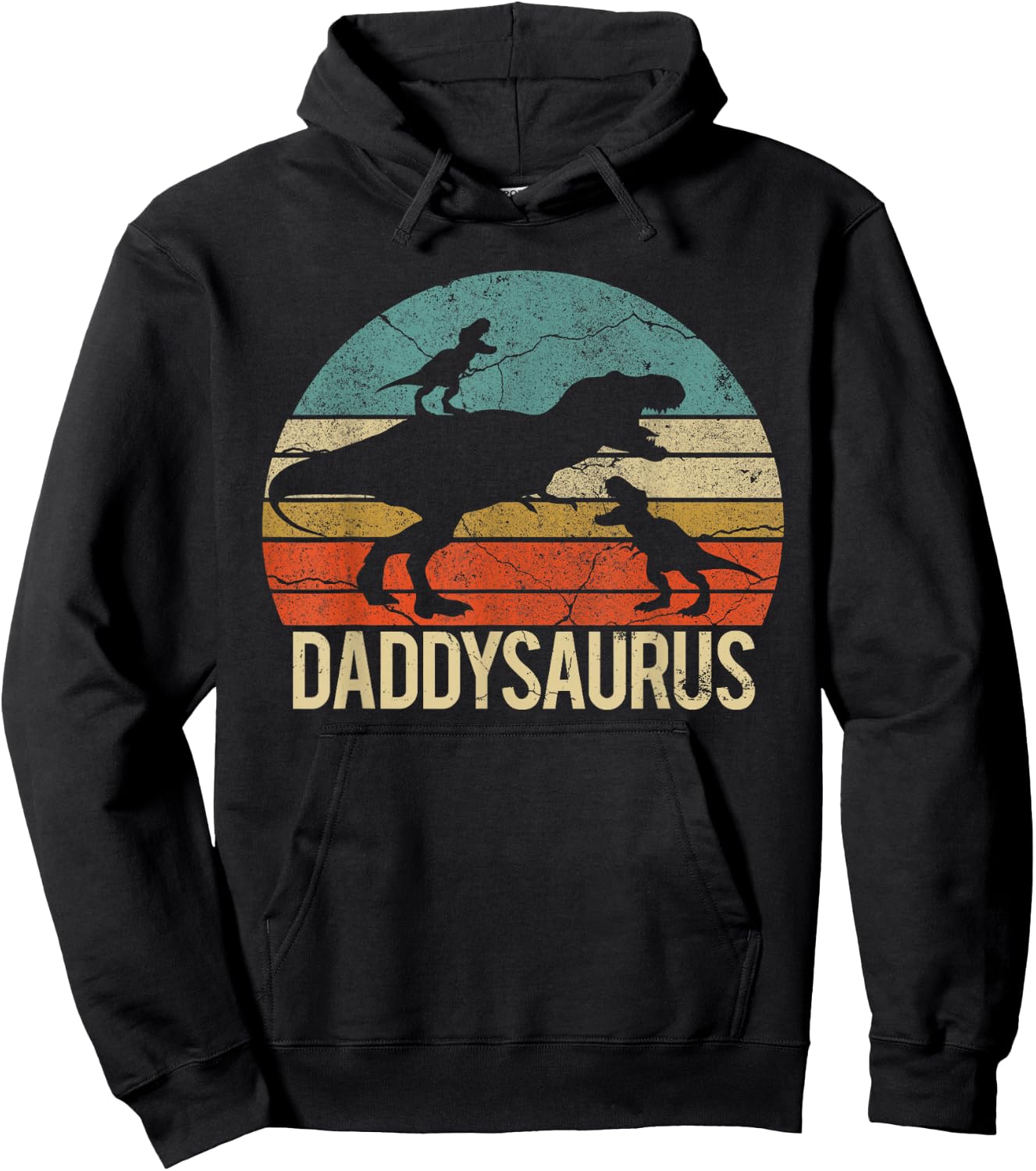 Daddy Dinosaur Daddysaurus 2 Two Kids for Dad Hoodie - Hoodie | Black