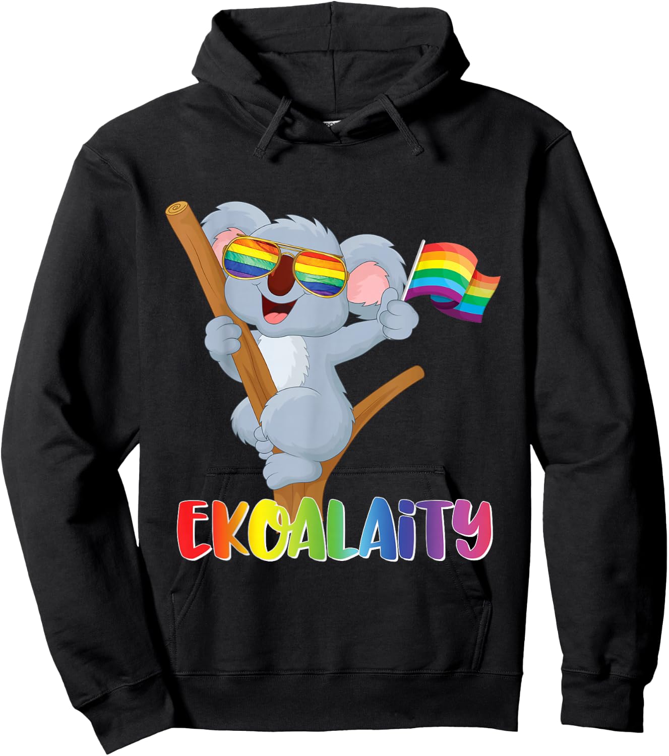 KOALA Gay Pride Shirt Men Women Kids LGBT Rainbow Flag Gift Hoodie - Hoodie | Black