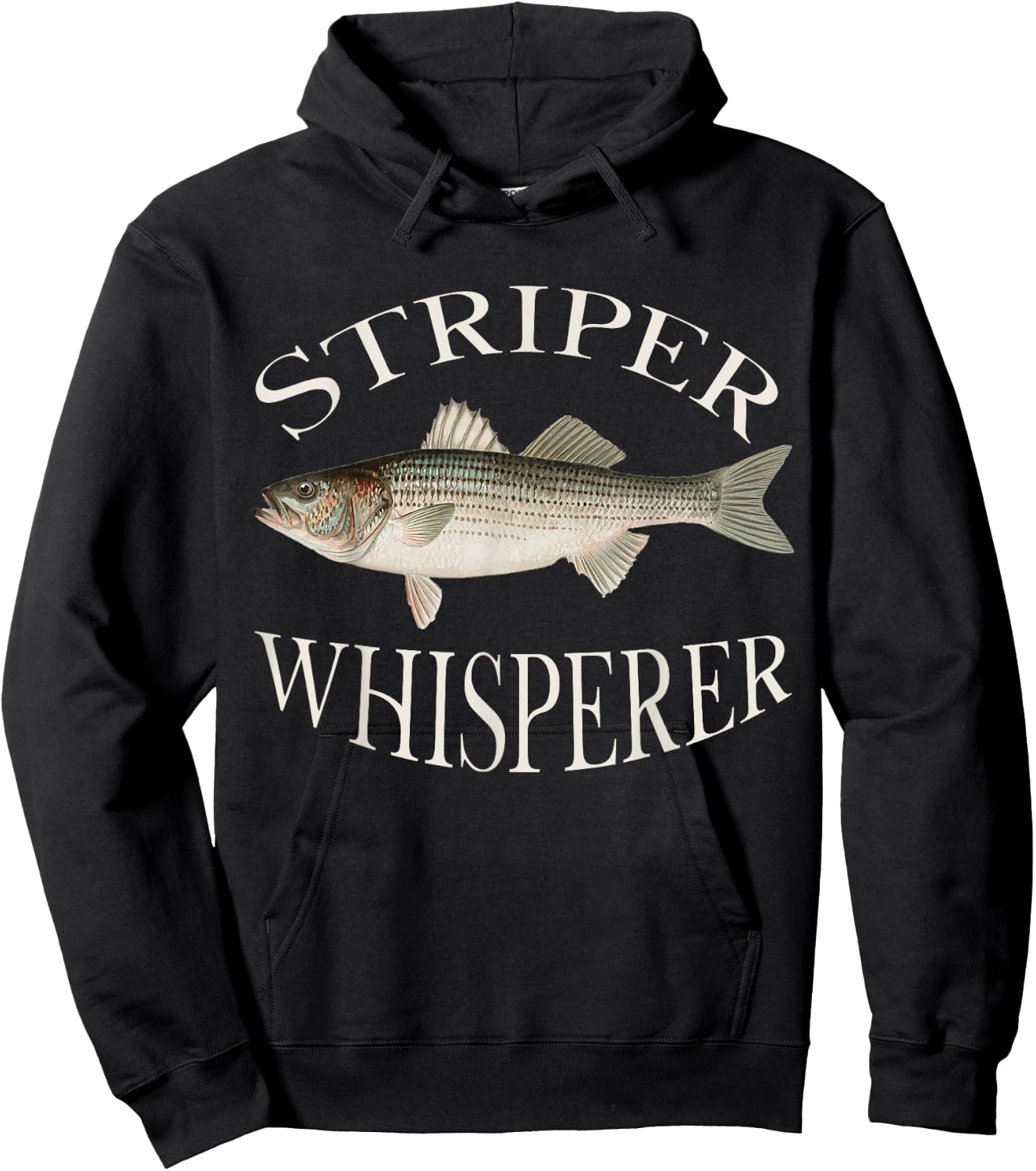 Striper Whisperer Striped Bass Fish Illustration Fishing Hoodie - Hoodie | Black