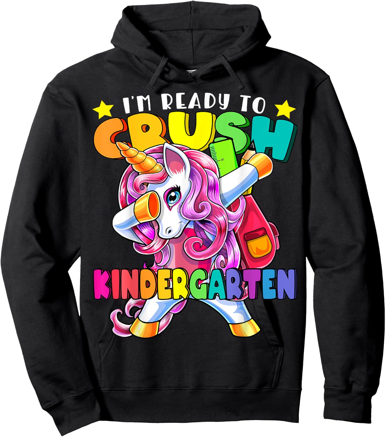 Kindergarten Dabbing Unicorn Back to School Girls Gift Hoodie - Hoodie | Black
