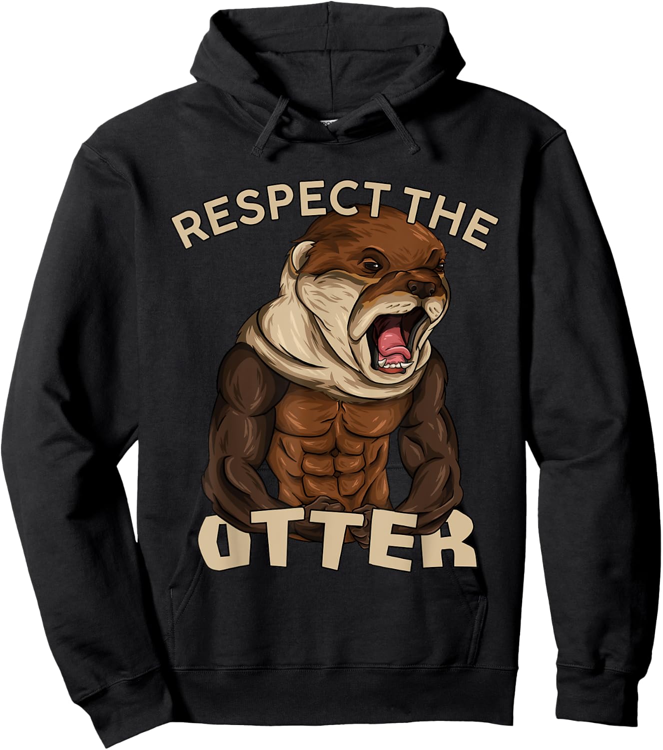 Respect The Otter - Muscular Fitness Bodybuilder Animal Hoodie - Hoodie | Black