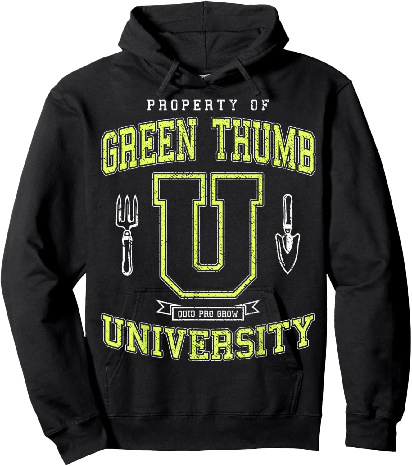Funny Green Thumb University Vintage Varsity Plant Lover Hoodie - Hoodie | Black