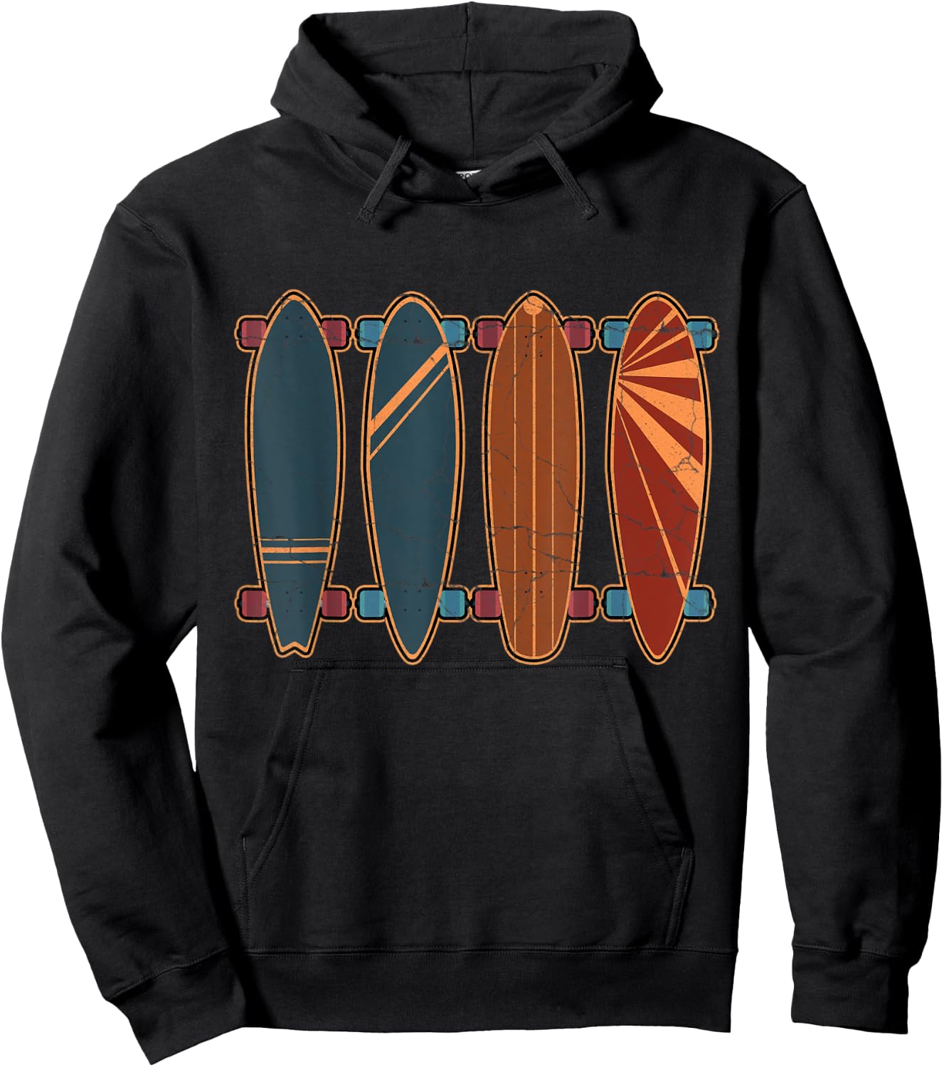 Distressed Longboard Longboarding Lovers & Longboarder Gift Hoodie - Hoodie | Black