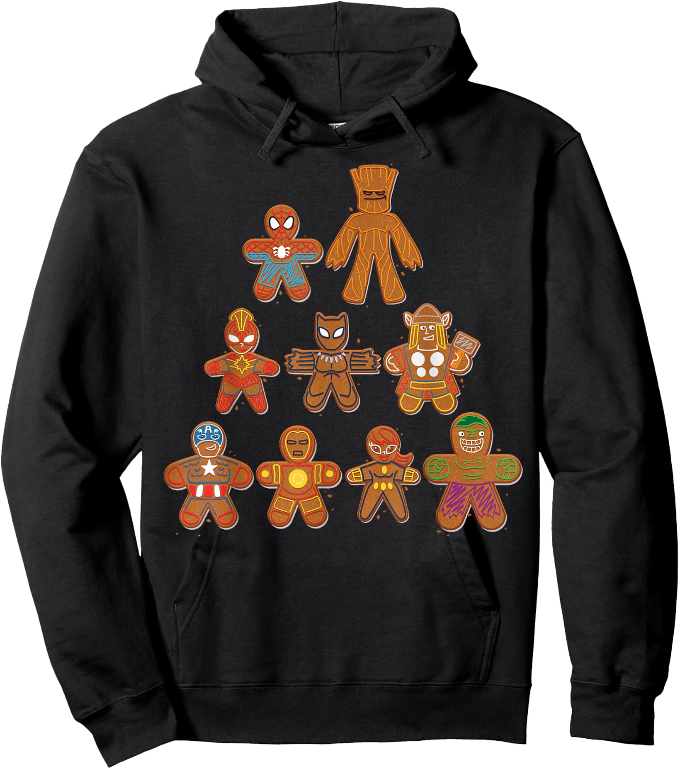 Marvel Avengers Gingerbread Cookie Tree Hoodie - Hoodie | Black