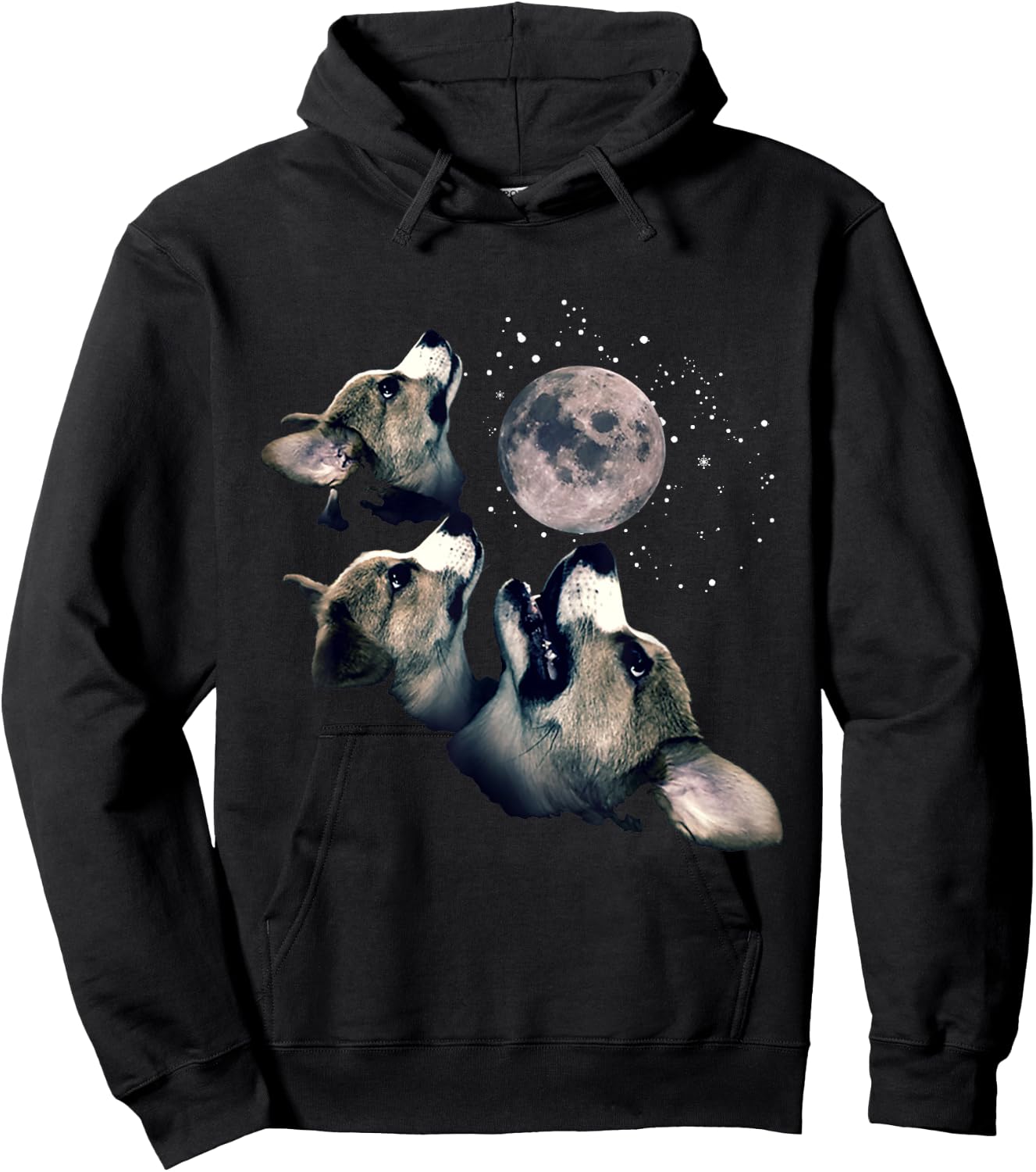 Funny Three Corgi Moon Wolf Parody Gift Lovers Hoodie - Hoodie | Black