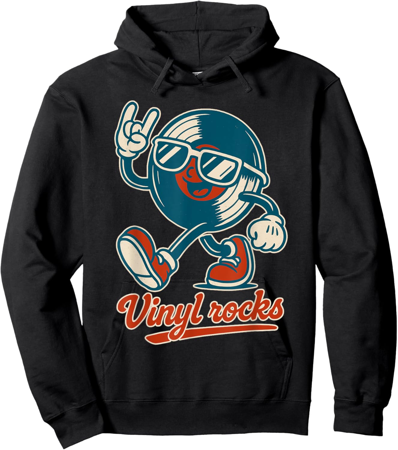 Retro Vinyl Rocks Men Women Kids Funny Vinyl Hoodie - Hoodie | Black