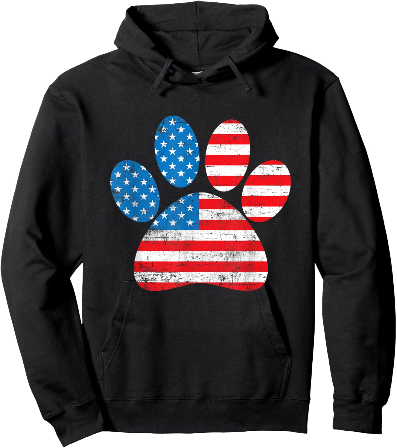 Dog America Flag Patriot day Paw Print Flag 4th of July Women Kids Men Hoodie - Hoodie | Black