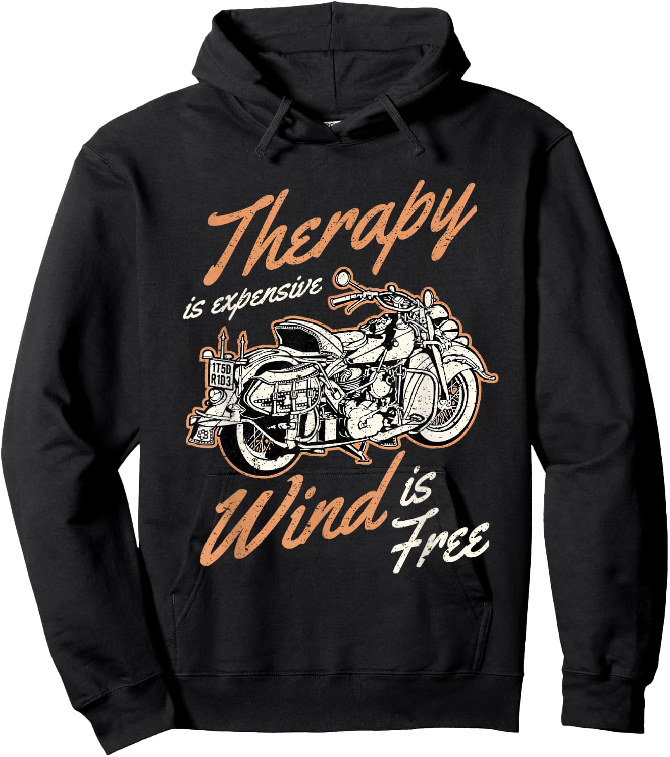 Therapy Is Expensive Wind Is Free funny sarcastic biker Hoodie - Hoodie | Black