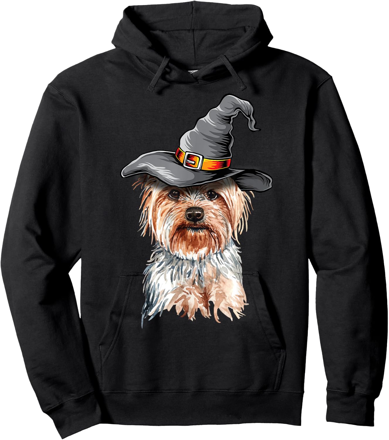 Yorkie Halloween Witch Hat Yorkie Dog Halloween Men Women Kids Hoodie - Hoodie | Black
