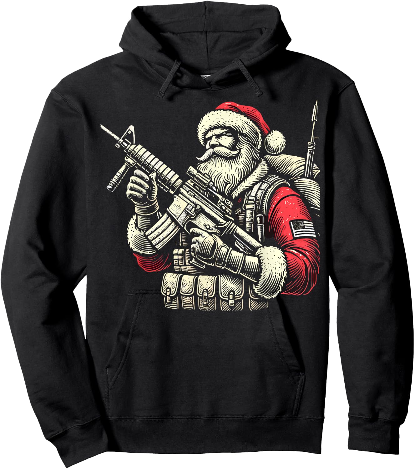 Patriotic Santa Claus Soldier Christmas Military Veteran Hoodie - Hoodie | Black