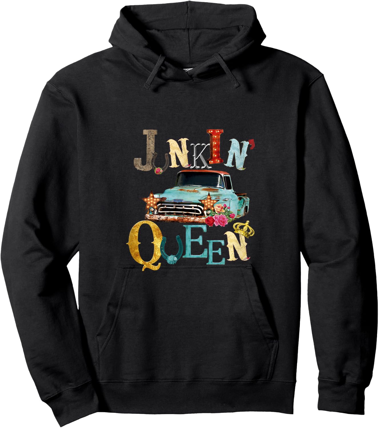 Junking Queen Thrift Queen Americana Truck Funky Junk Hoodie - Hoodie | Black