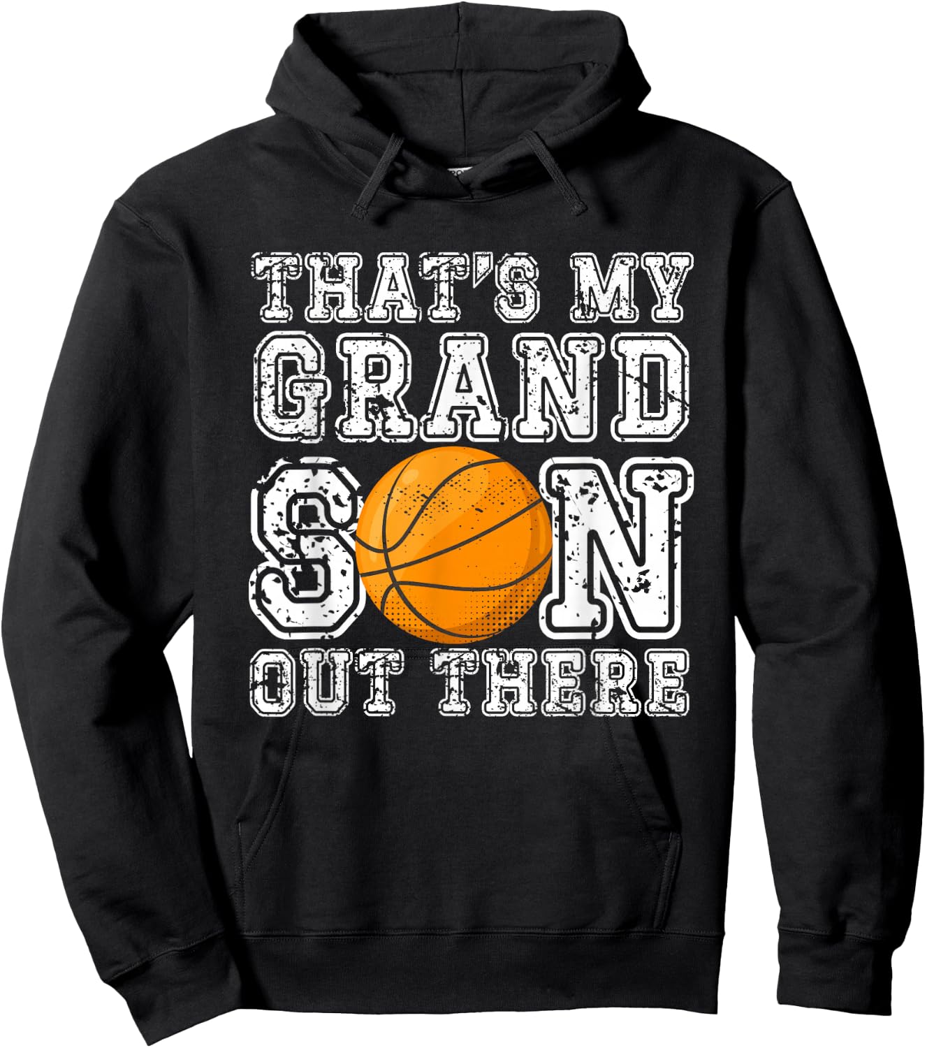 That's My Grandson Out There Basketball Grandma Grandpa Hoodie - Hoodie | Black