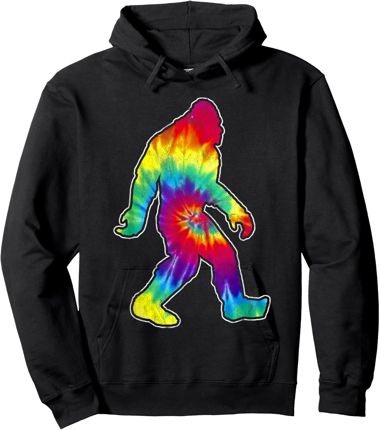Vintage hippie big foot tie dye distressed 60's design Hoodie - Hoodie | Black