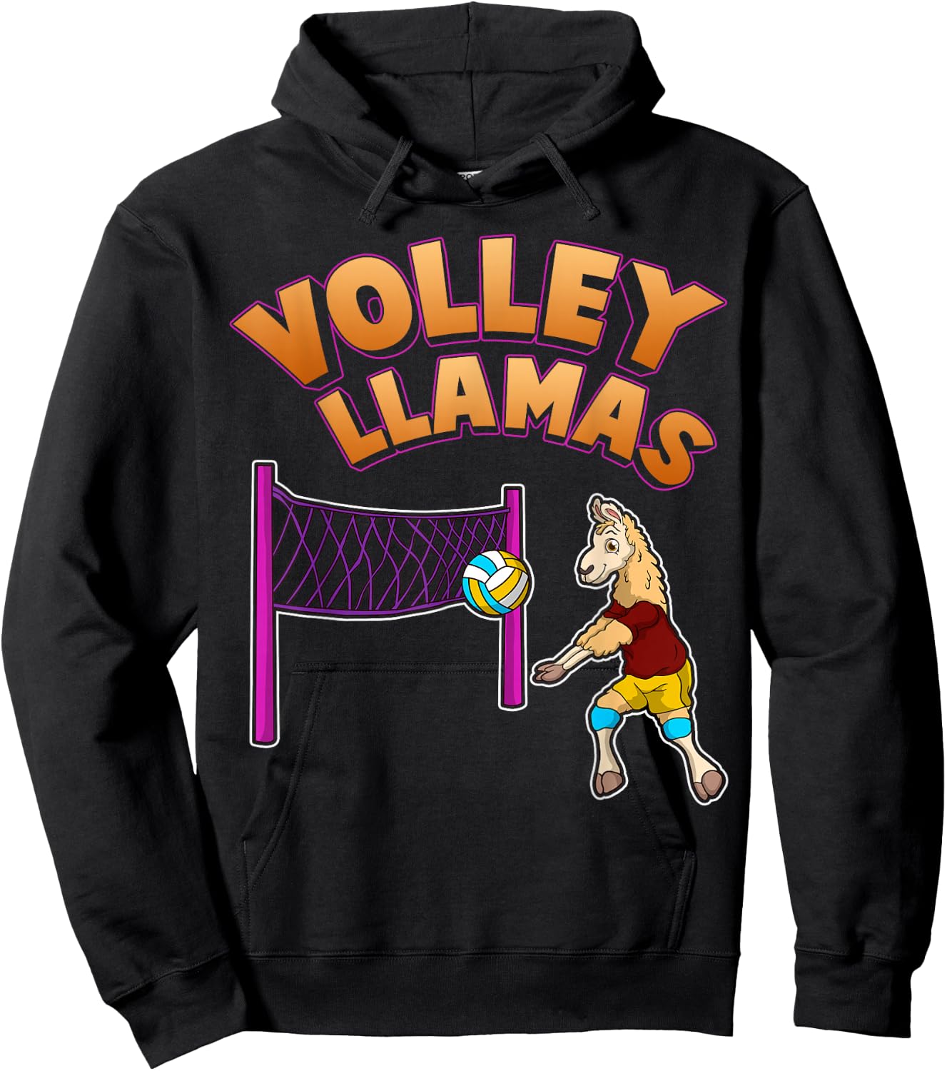 Volley Llama T Shirt Volleyball Sport Team Women Gift Hoodie - Hoodie | Black