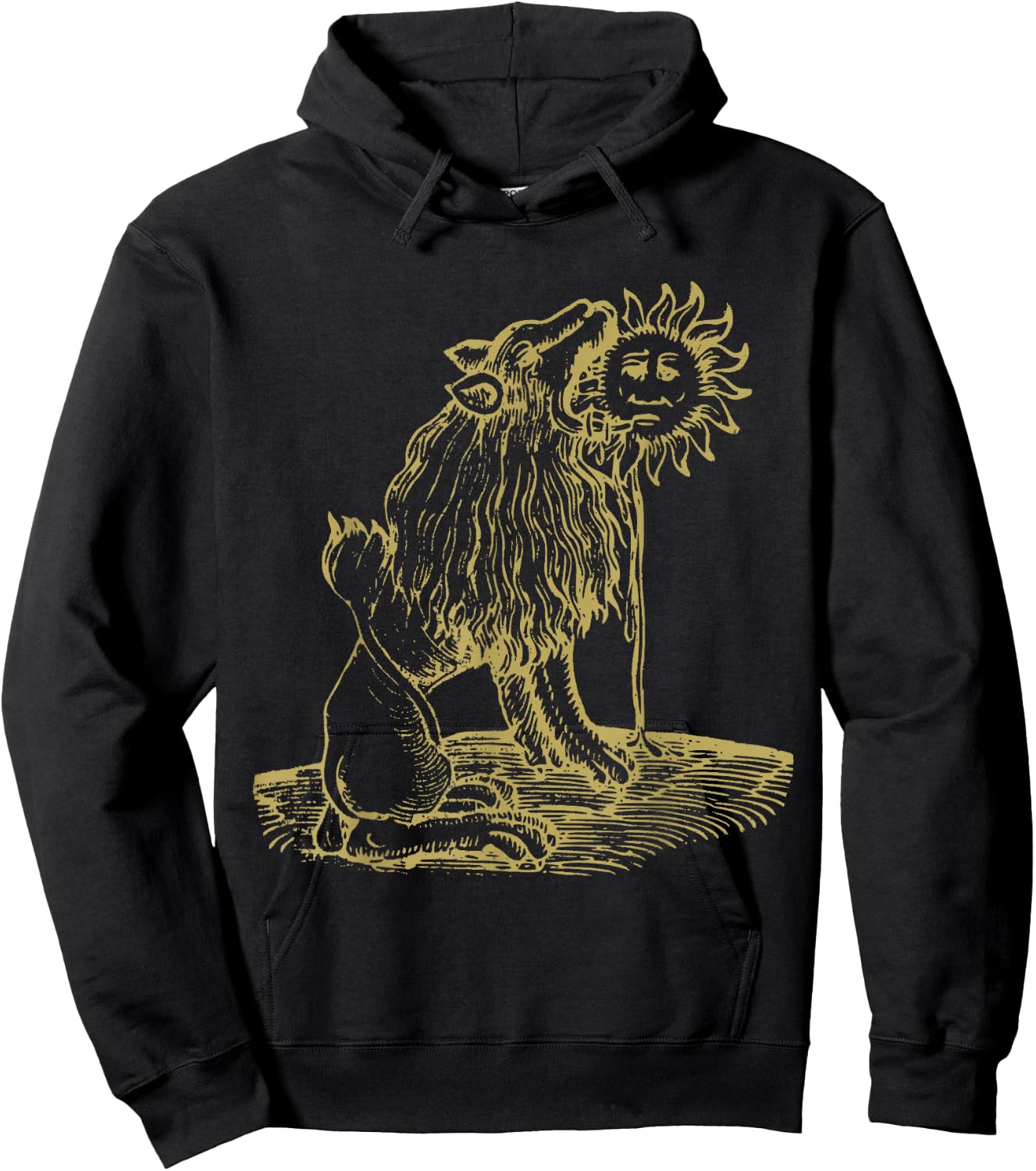 Lion Eating Sun Occult Medieval Emblem Hoodie - Hoodie | Black