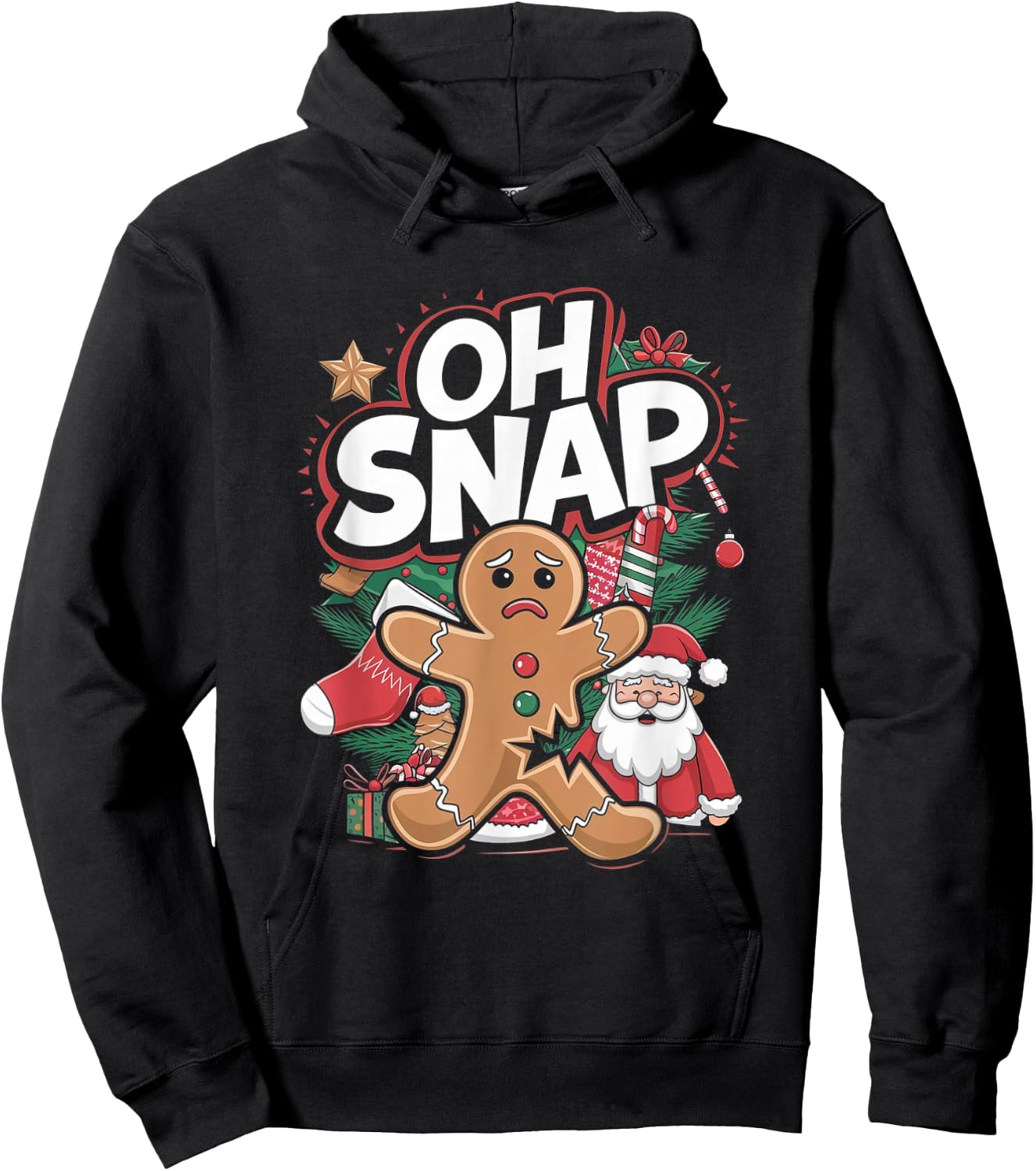Funny Gingerbread Man Oh Snap Christmas Baking Hoodie - Hoodie | Black