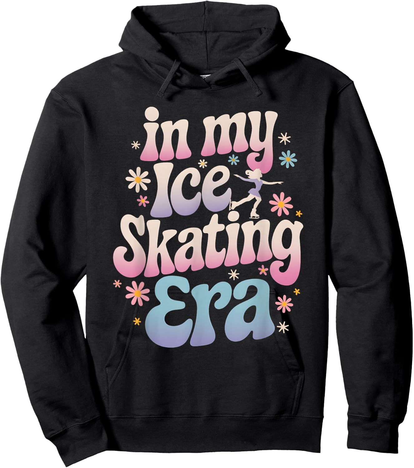 In My Ice Skating Era Groovy Funny Ice Shirt Skater Hoodie - Hoodie | Black