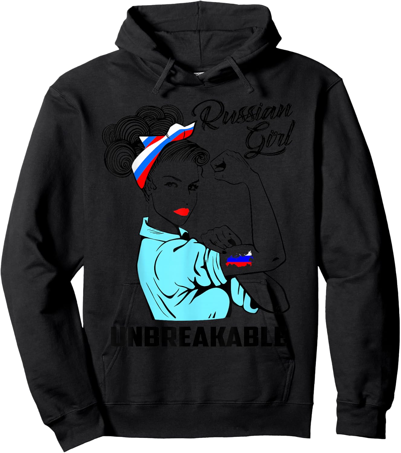 Russian Girl Unbreakable Heritage Russia Flag Gift Hoodie - Hoodie | Black