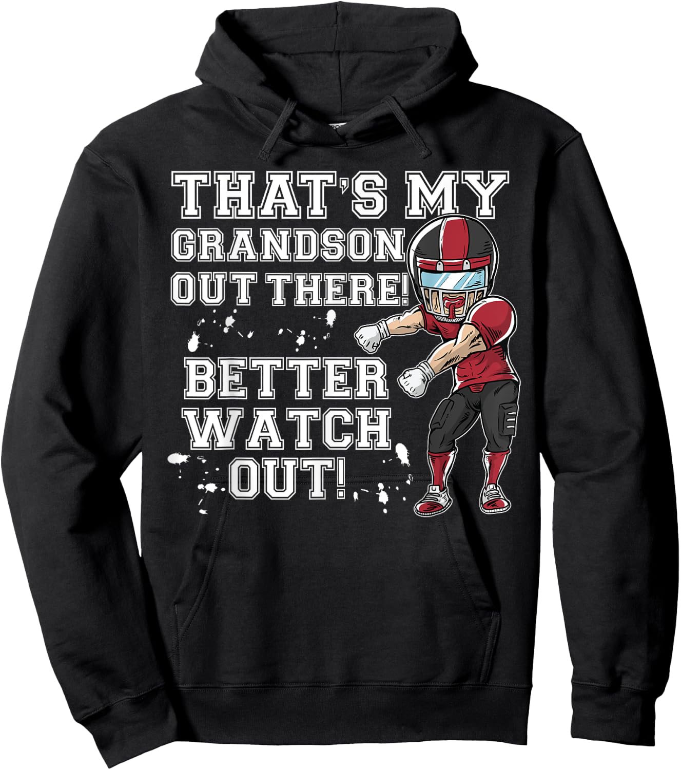 That's My Grandson Out There Red Football Grandma Hoodie - Hoodie | Black