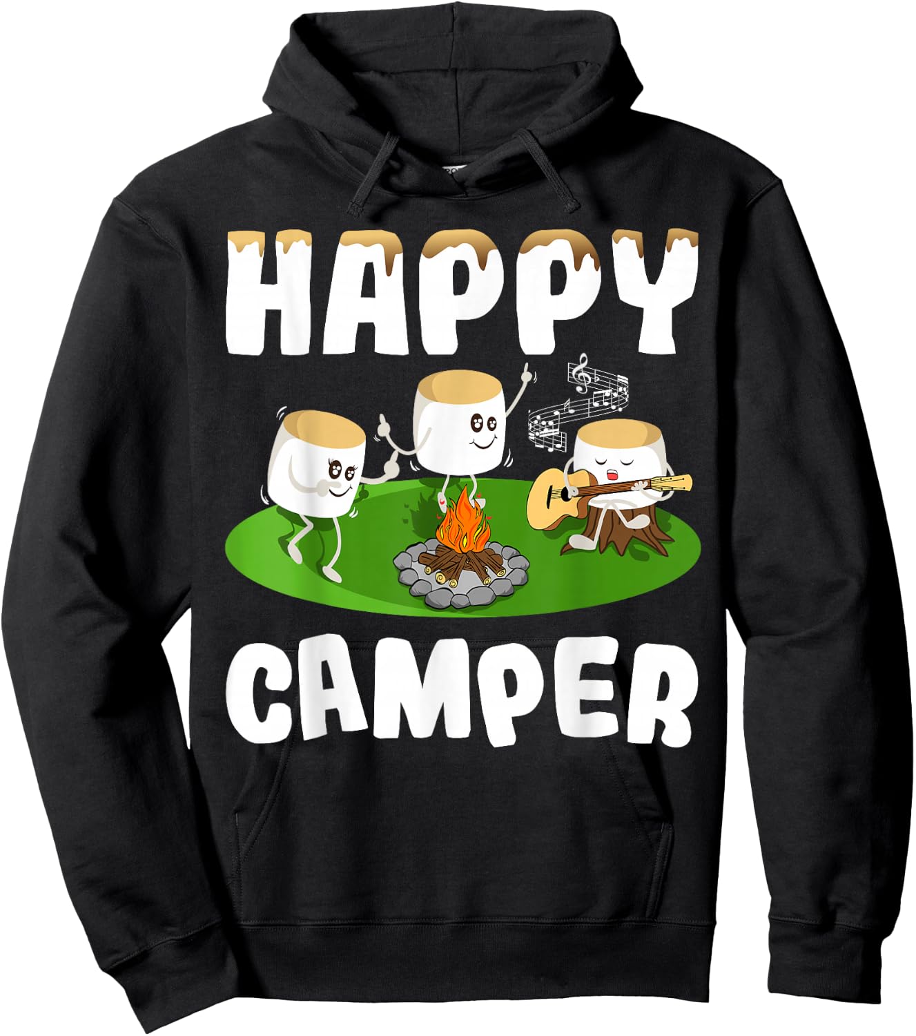 Marshmallows Happy Camper Motorhome Life Camping Hoodie - Hoodie | Black
