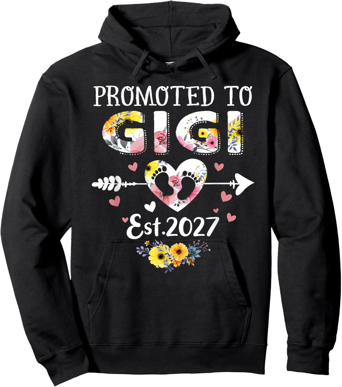 Promoted to Gigi 2027 First Time New Grandma Pregnancy Hoodie - Hoodie | Black