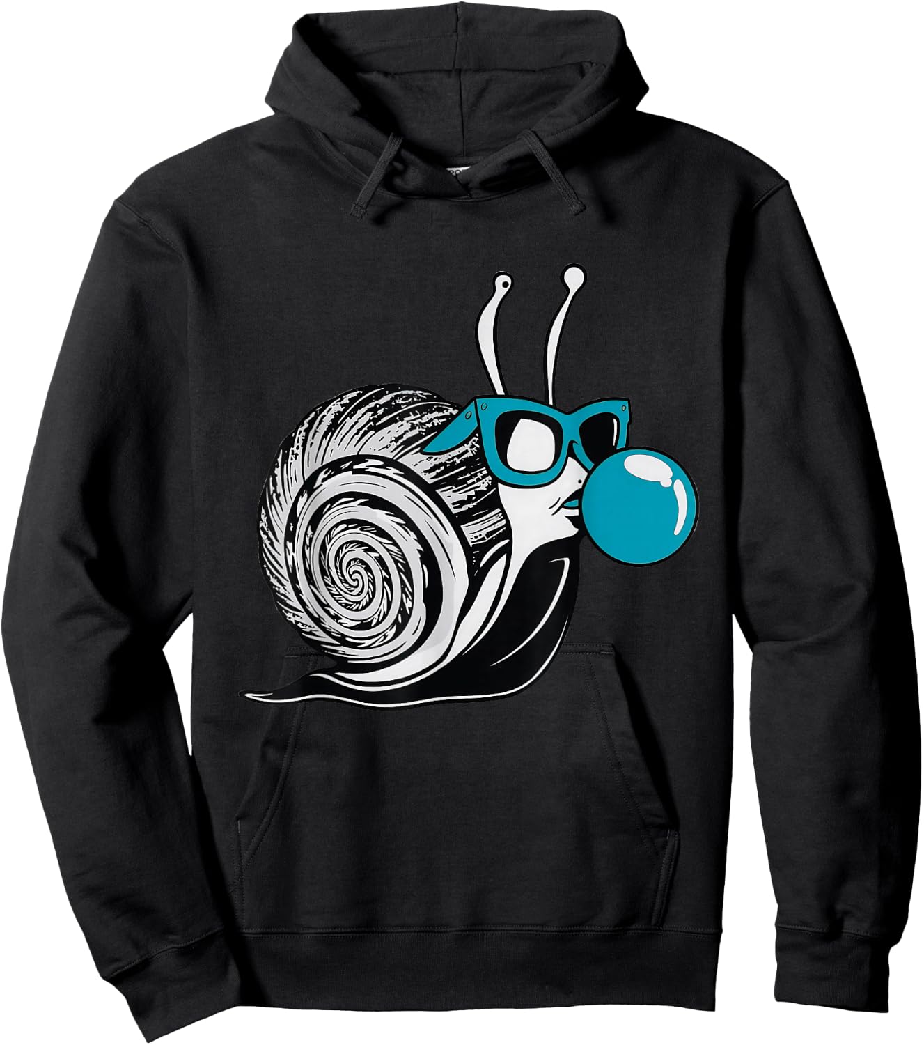 Funky Snail with Sunglasses and Bubblegum Design Hoodie - Hoodie | Black