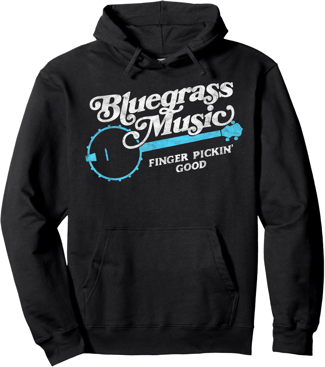 Bluegrass Music - Finger Pickin' Good Banjo Design Graphic Hoodie - Hoodie | Black
