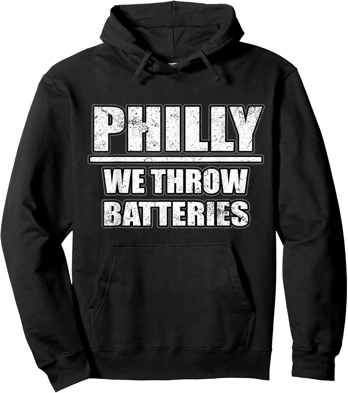 Funny Philly We Throw Batteries Philadelphia Sports Fan Hoodie - Hoodie | Black