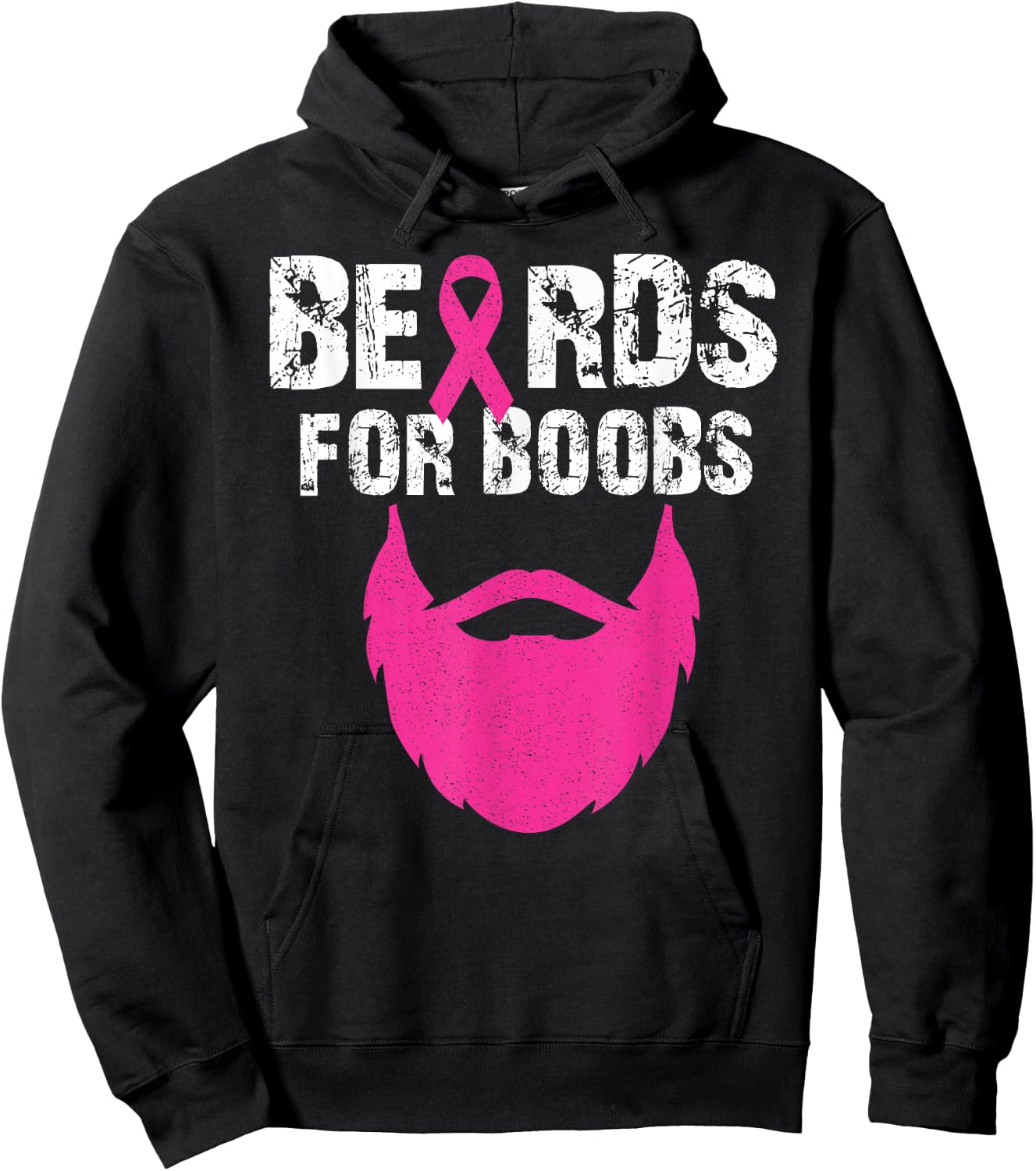 Beards for boobs Breast cancer awareness Hoodie - Hoodie | Black