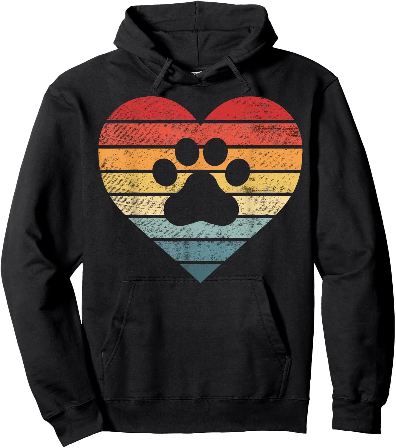 Veterinarian Vet Tech Retro Sunset Paw Print Dog Cat Lover Men Women Girls Kids Hoodie - Hoodie | Black