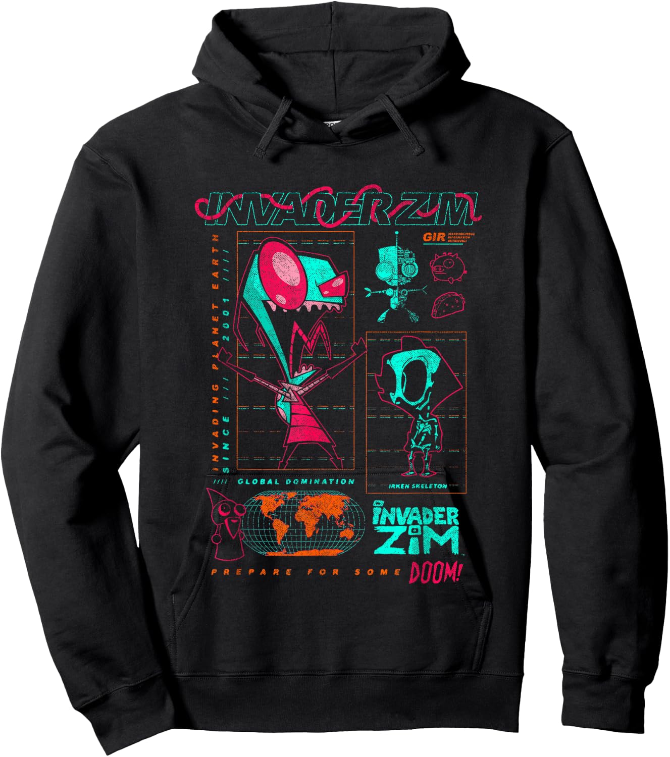 Invader Zim World Domination Grand Schematics Hoodie - Hoodie | Black