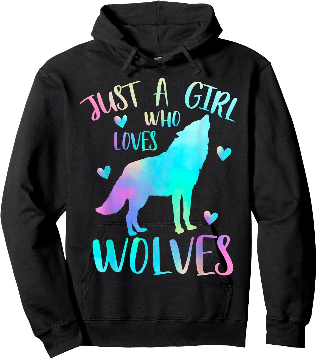 Just a Girl Who Loves wolves Watercolor Cute wolf lover,Short Sleeve Hoodie - Hoodie | Black