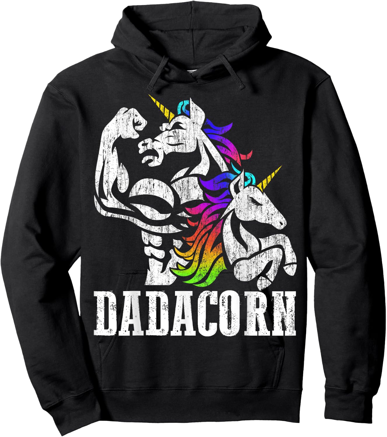 Dadacorn Fathers Day Gift Dad of Unicorn Daughter Hoodie - Hoodie | Black