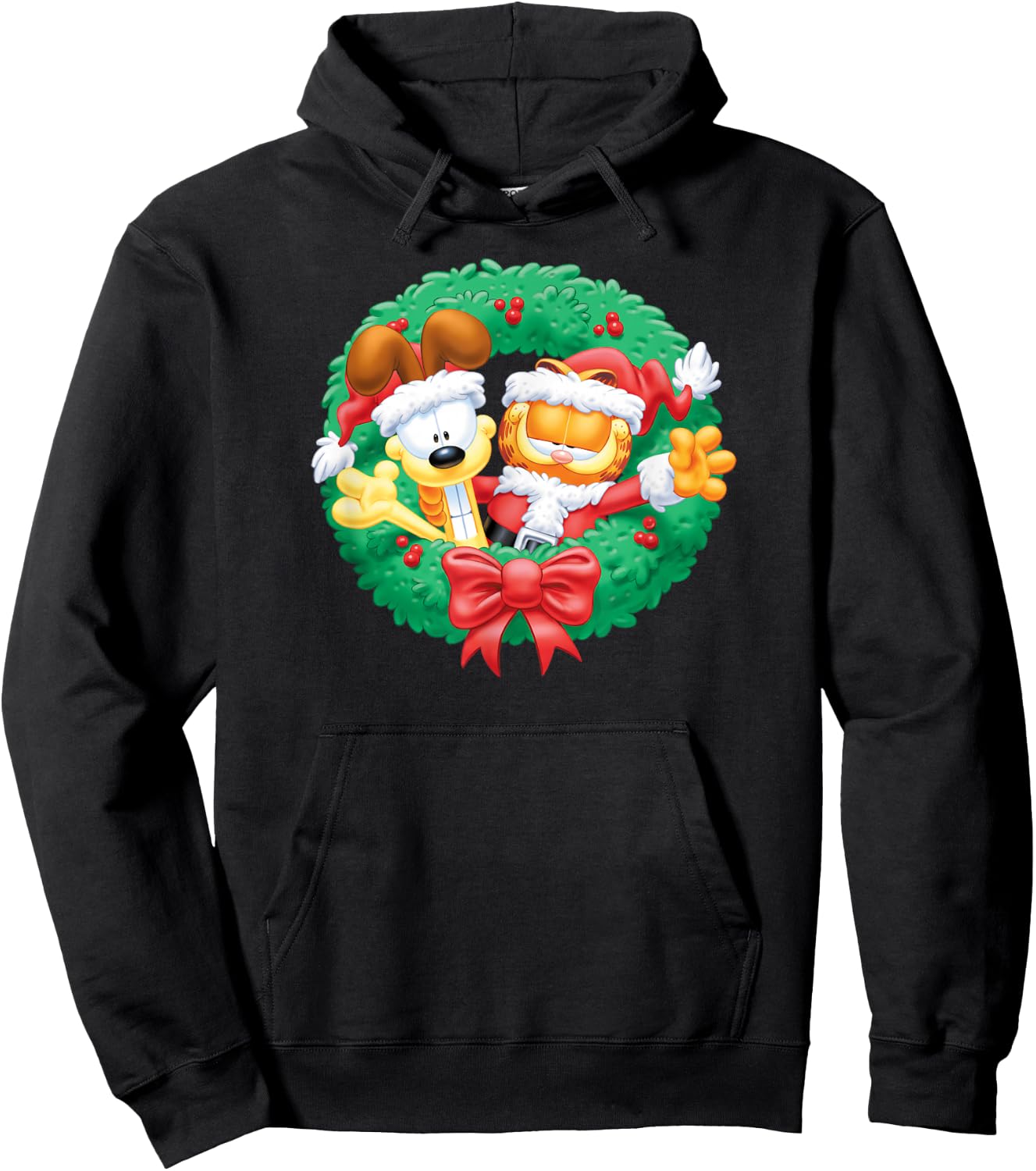 Garfield Christmas Wreath Hoodie - Hoodie | Black