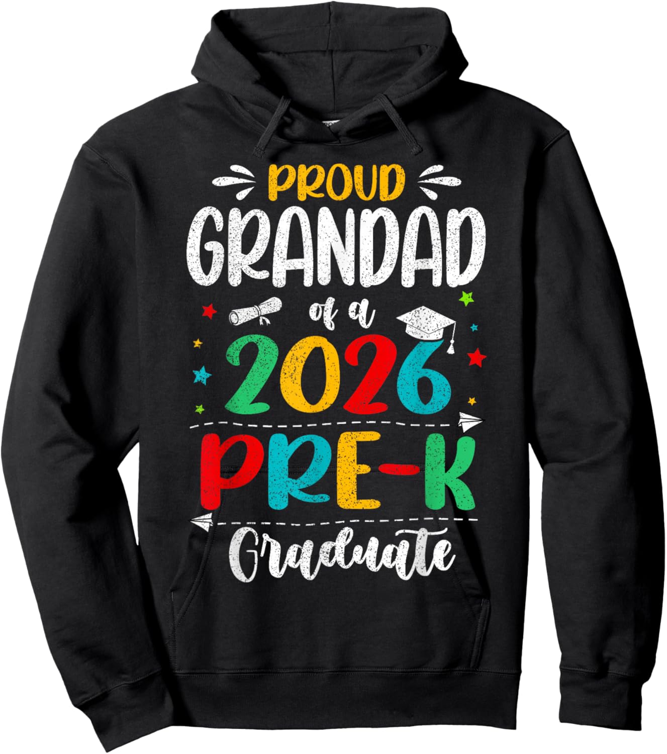 Proud Grandad of A 2026 Pre K Graduate Boy Girl Kids Hoodie - Hoodie | Black
