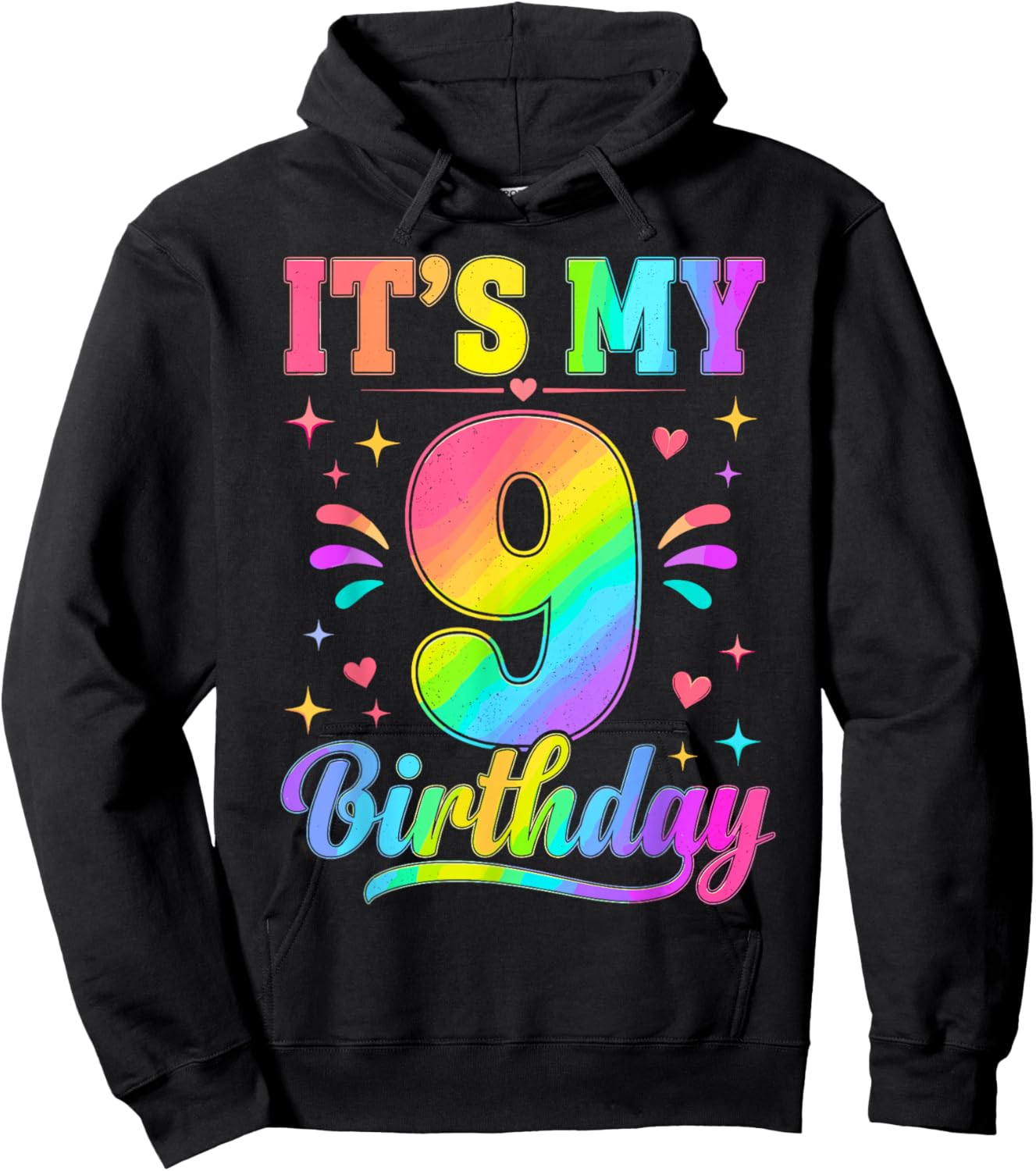 9th Birthday It's My 9 Bday Girls Boys Turning Nine Birthday Hoodie - Hoodie | Black