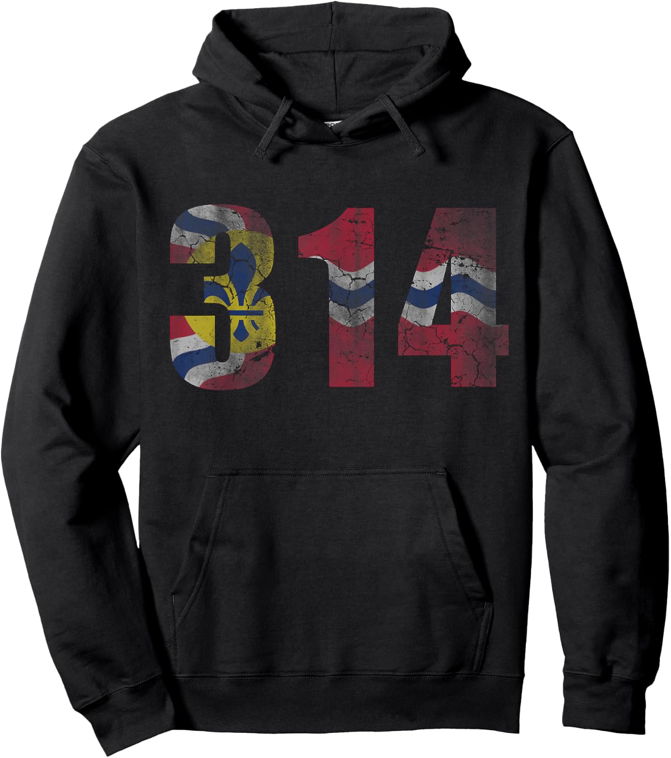 St Louis Flag Missouri 314 Vintage Distressed Fade Hoodie - Hoodie | Black