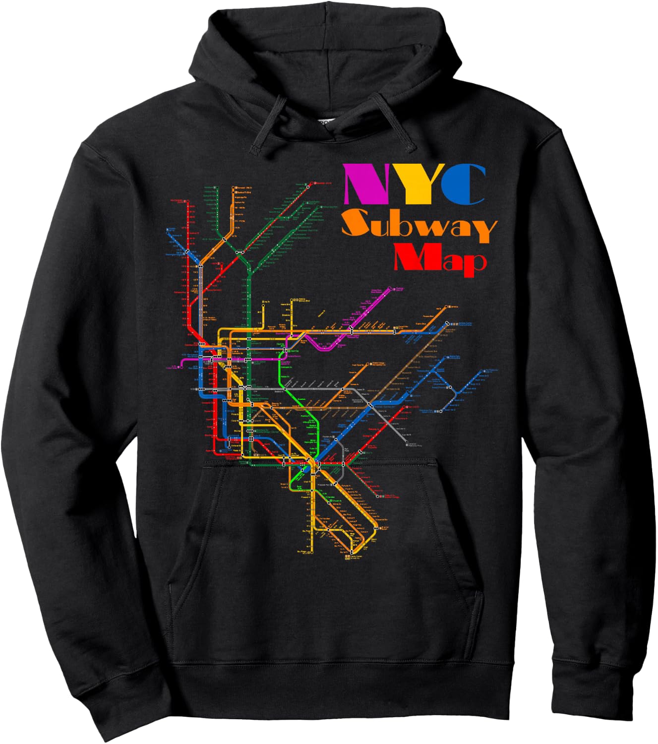 New York City Subway Map Shirt NYC Metro Map Gift Hoodie - Hoodie | Black