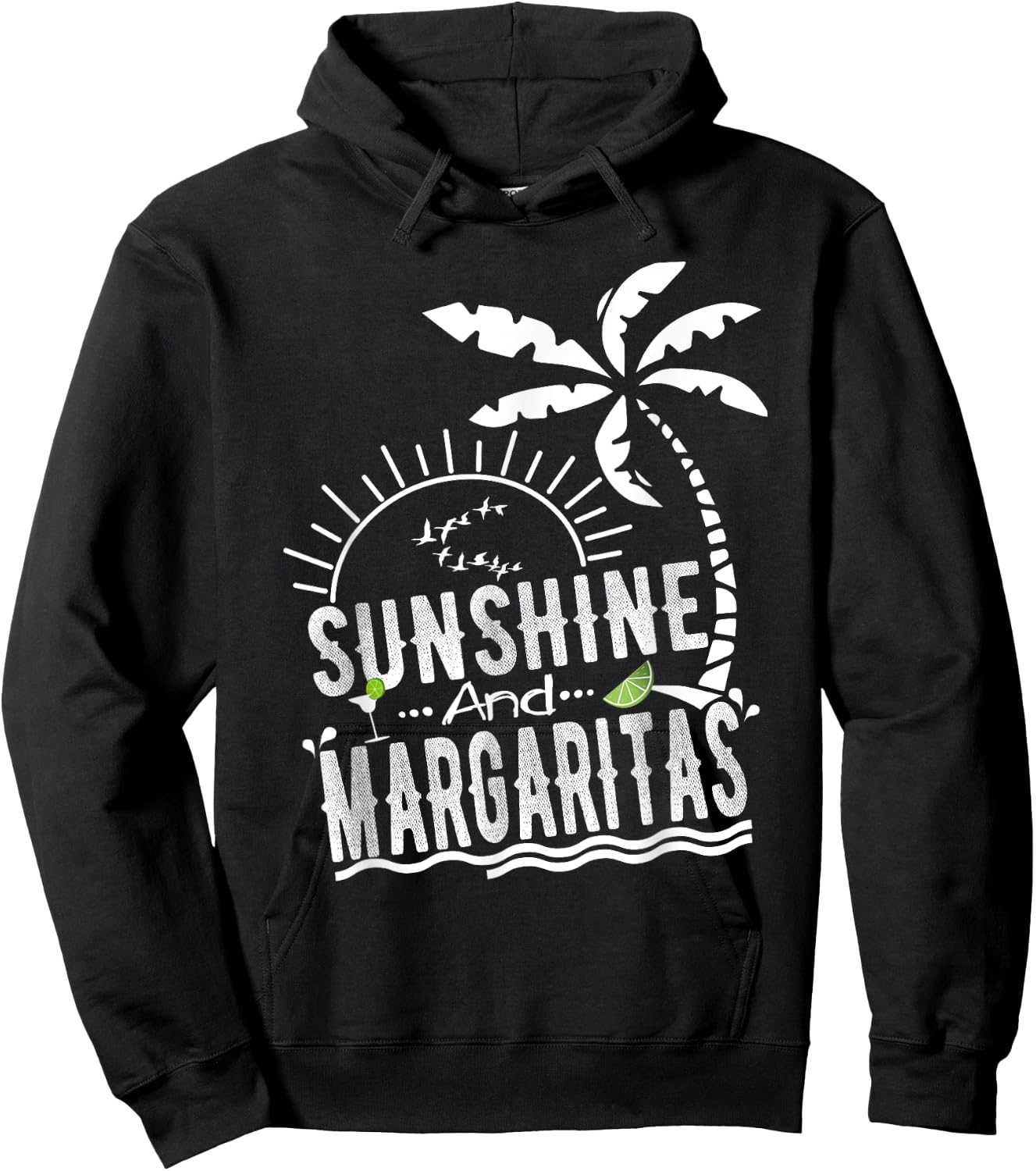 Sunshine And Margaritas T Shirt Summer Vacation Beach Attire Hoodie - Hoodie | Black
