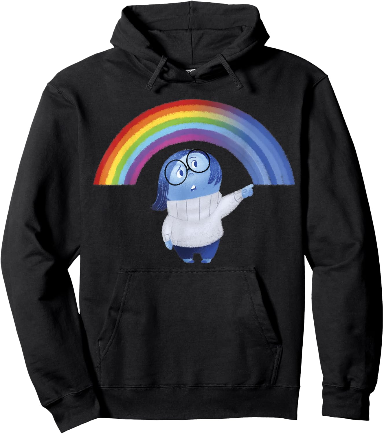 Disney Pixar Inside Out Sadness Rainbow Blue Gradient Logo Hoodie - Hoodie | Black