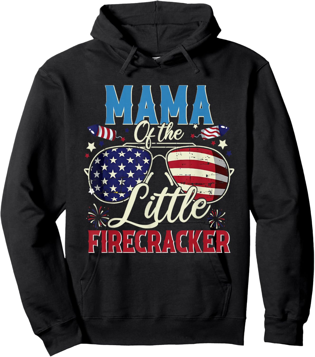 Mama of The Little Firecracker Fourth of July Birthday Hoodie - Hoodie | Black