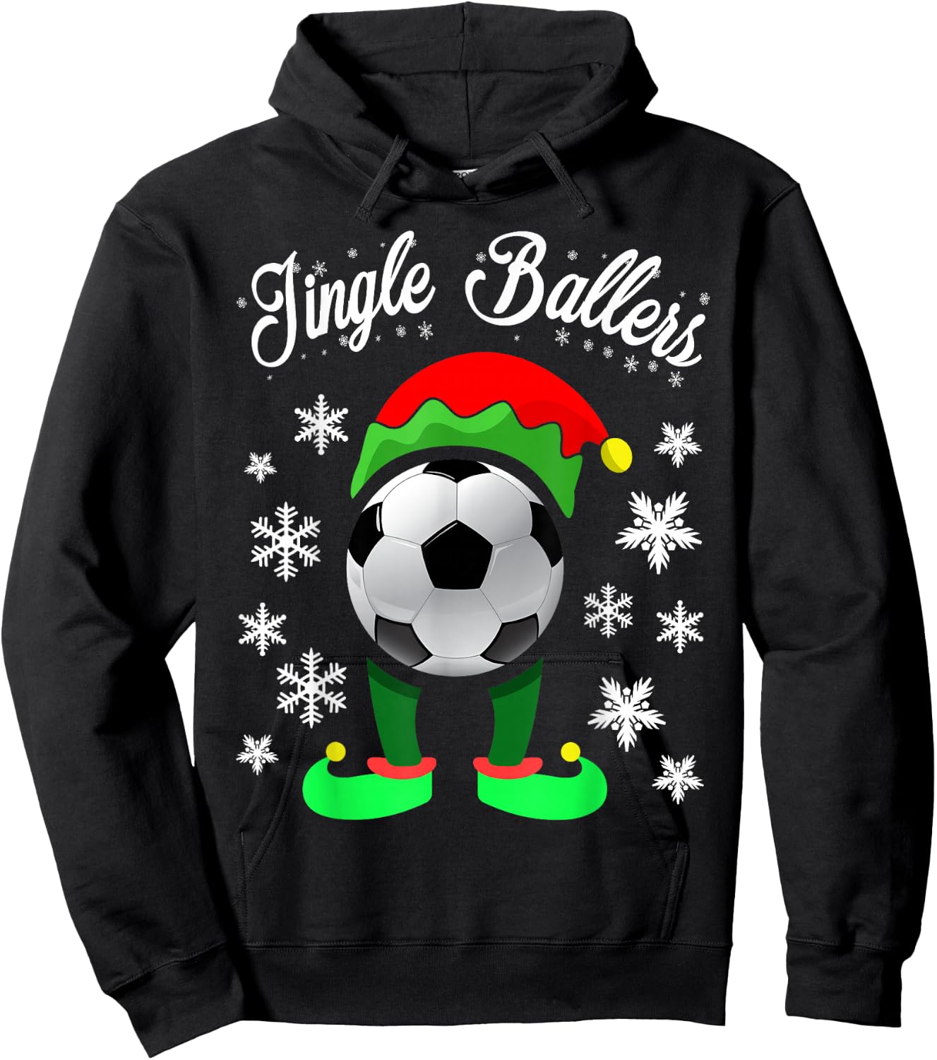 Jingle Ballers Christmas Soccer Football Elf Hoodie - Hoodie | Black