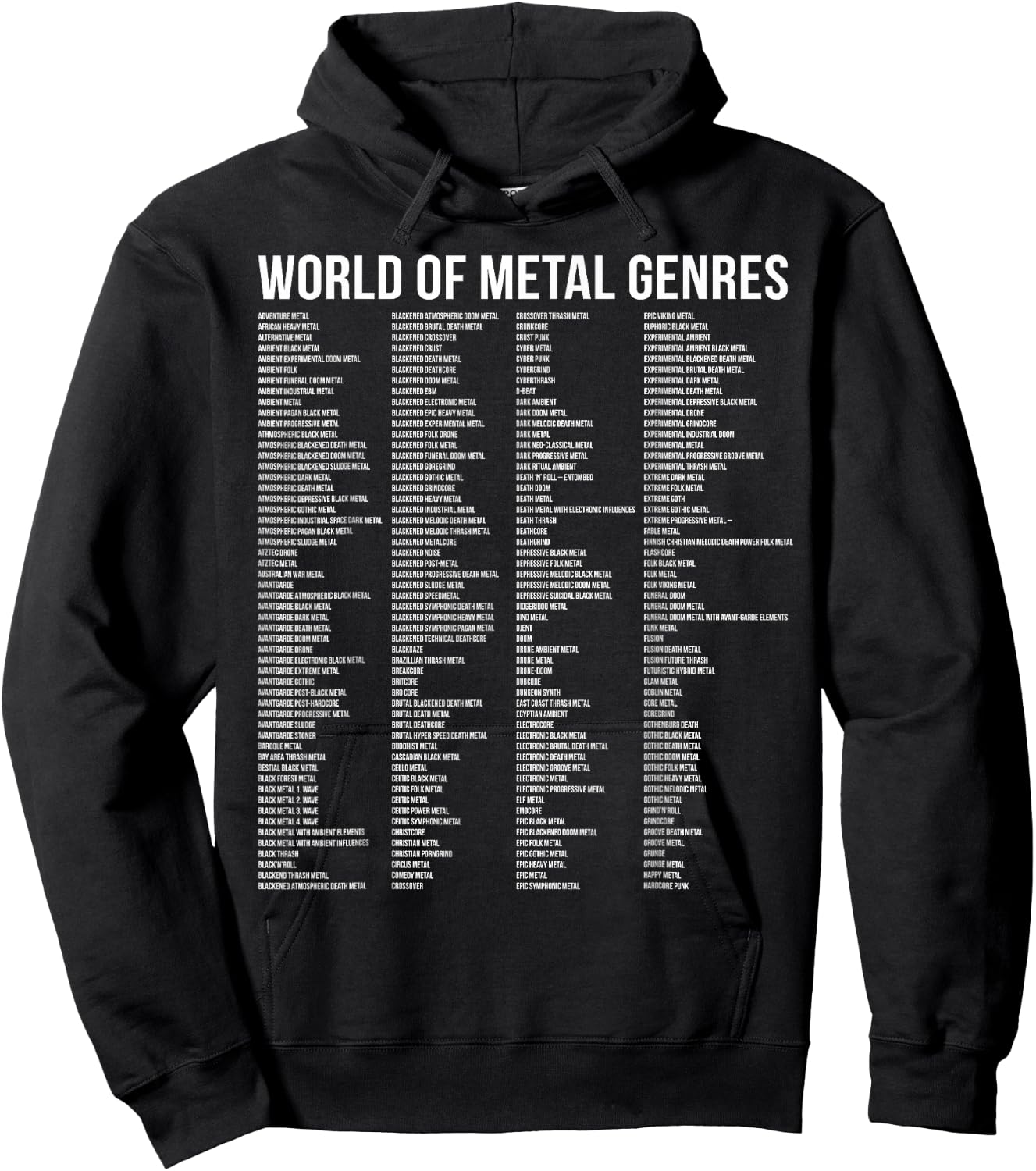 World Of Metal Genres 433 Genres And Subgenres Metal Fan Hoodie - Hoodie | Black