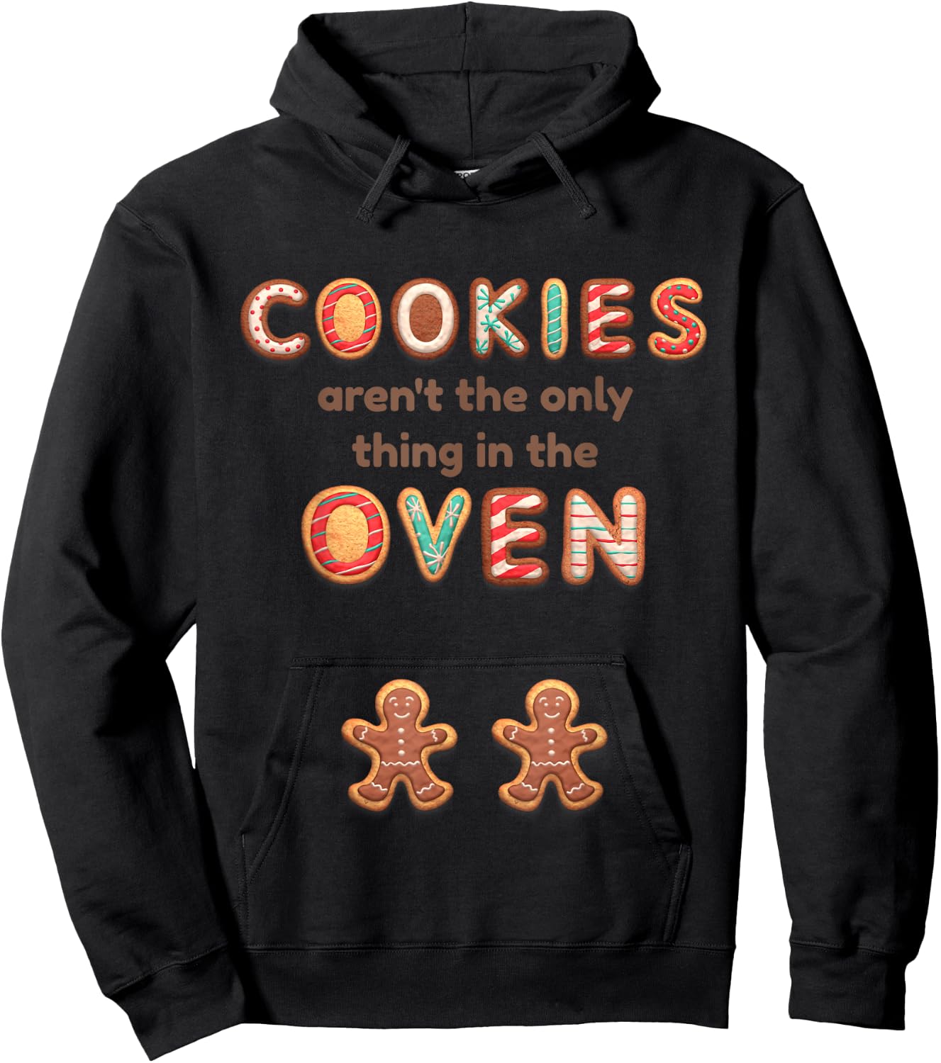 Twin Pregnancy Christmas Announcement Baking Cookies Hoodie - Hoodie | Black