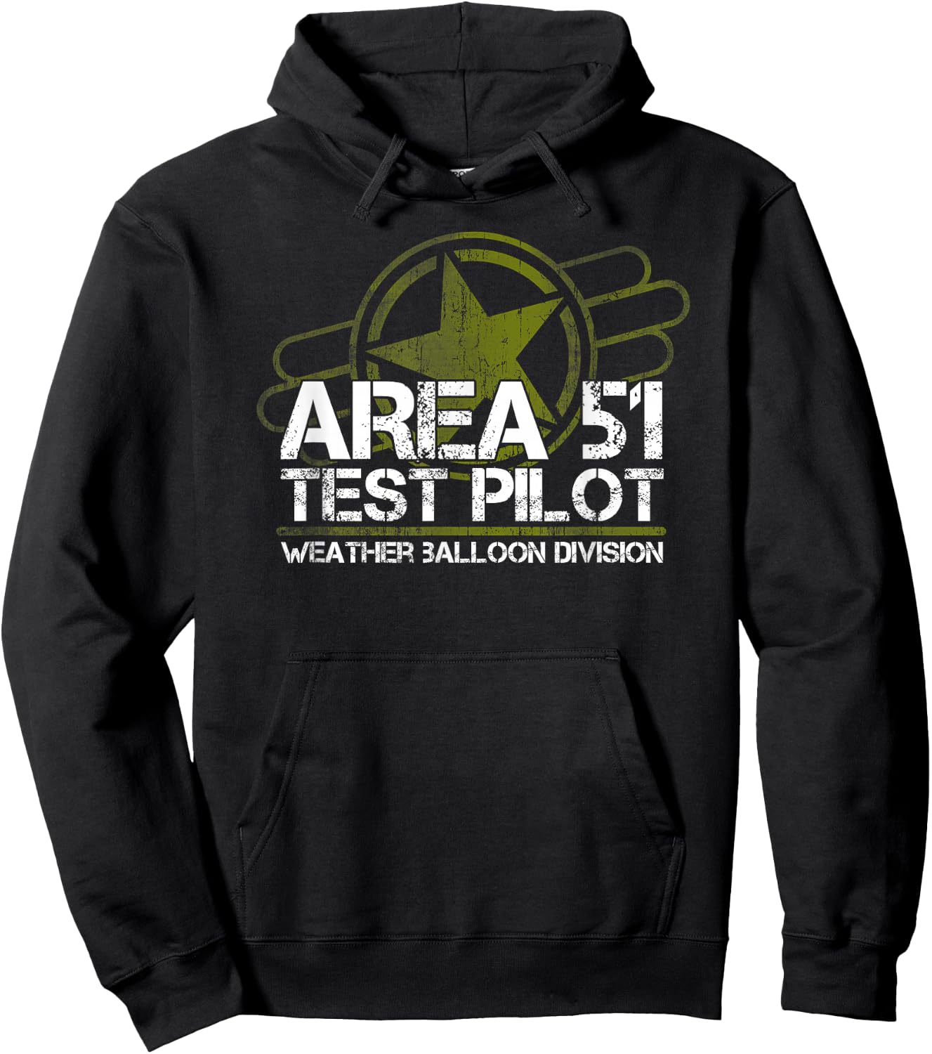 Area 51 UFO Test Pilot, Alien, Roswell, Weather Balloon Hoodie - Hoodie | Black