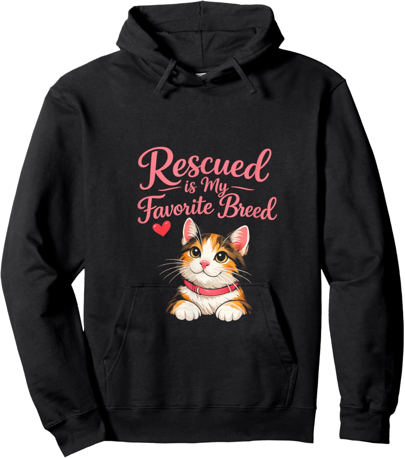 Rescued is My Favorite Breed Cat – Rescue Cat Lover Gift Hoodie - Hoodie | Black
