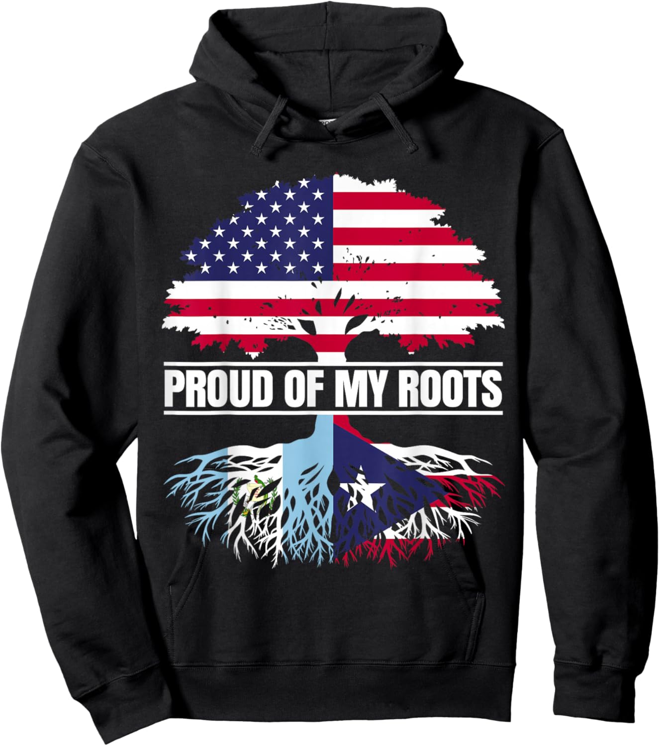 Guatemala Boricua Mix Proud of Roots Guatemalan Puerto Rican Hoodie - Hoodie | Black