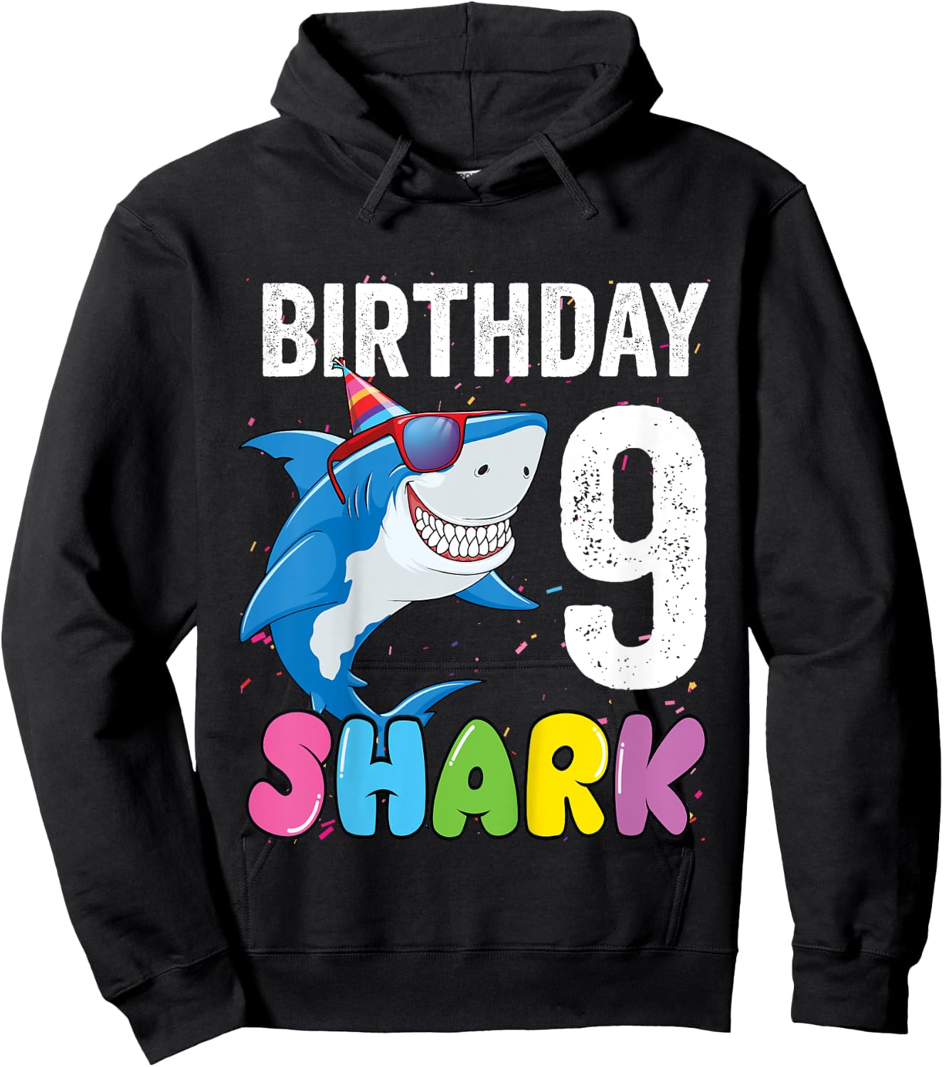 Kids 9th Birthday Shirt Shark JawSome Nine Year Old 9th Birthday Hoodie - Hoodie | Black