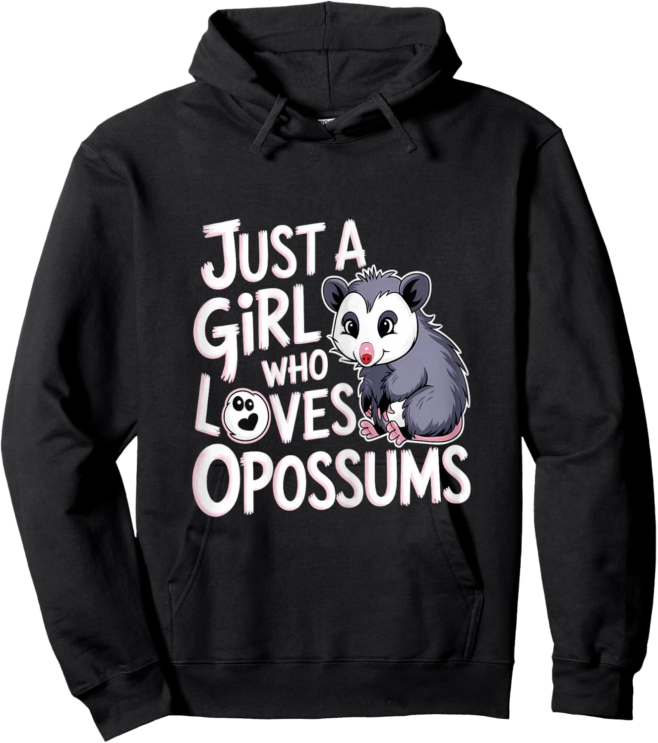 Opossums Lover Just A Girl Who Loves Opossums Funny Animals Hoodie - Hoodie | Black