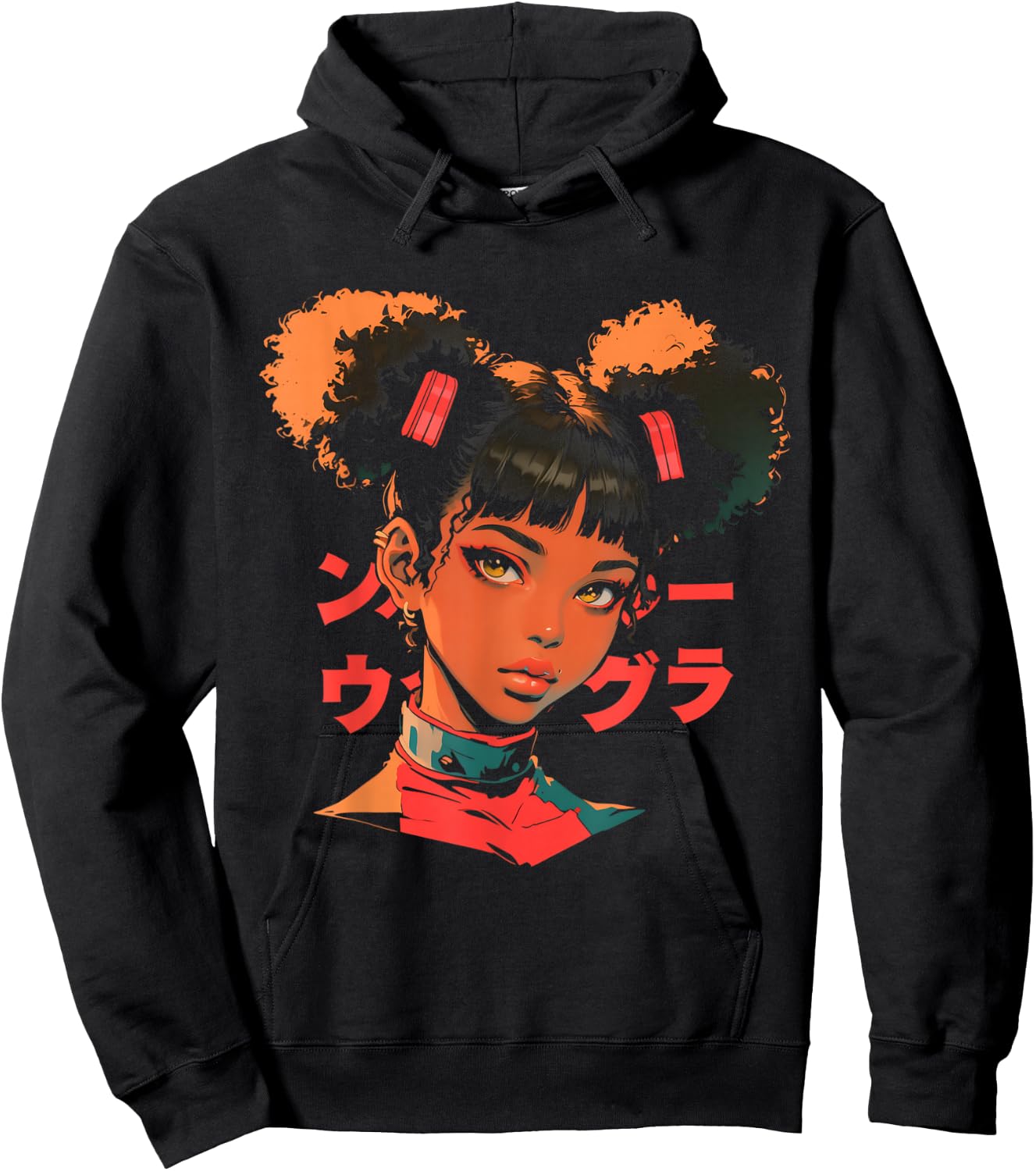 Harajuku Cyberpunk Black Girl Anime Manga Waifu Japanese Hoodie - Hoodie | Black